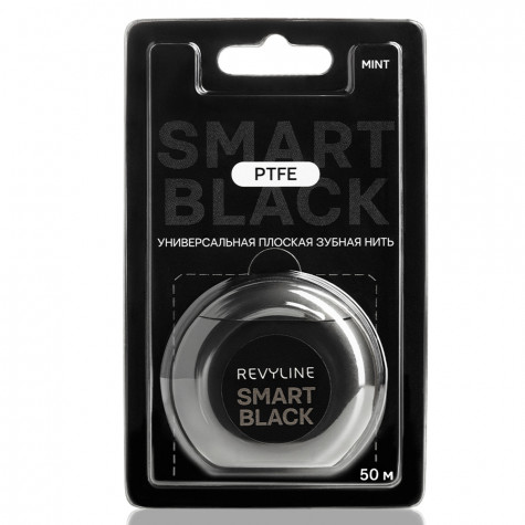 Зубная нить вощеная Revyline PTFE Smart Black, мятная, 50 м