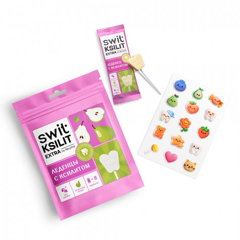 Леденцы на палочке Swit by Revyline Ksilit Extra Груша, 8 шт.